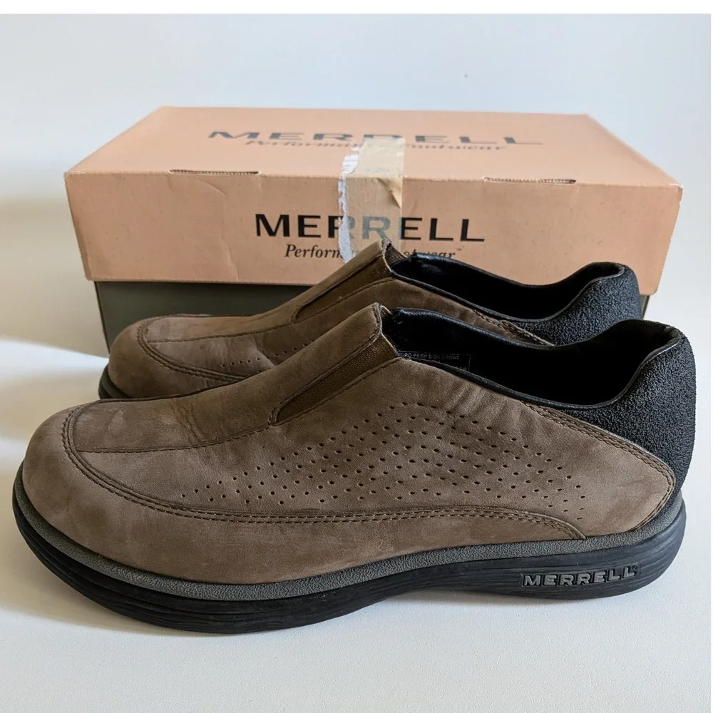 Merrell Topo Perf Moc Stone Leather Slip on Loafers Men's 8 264667